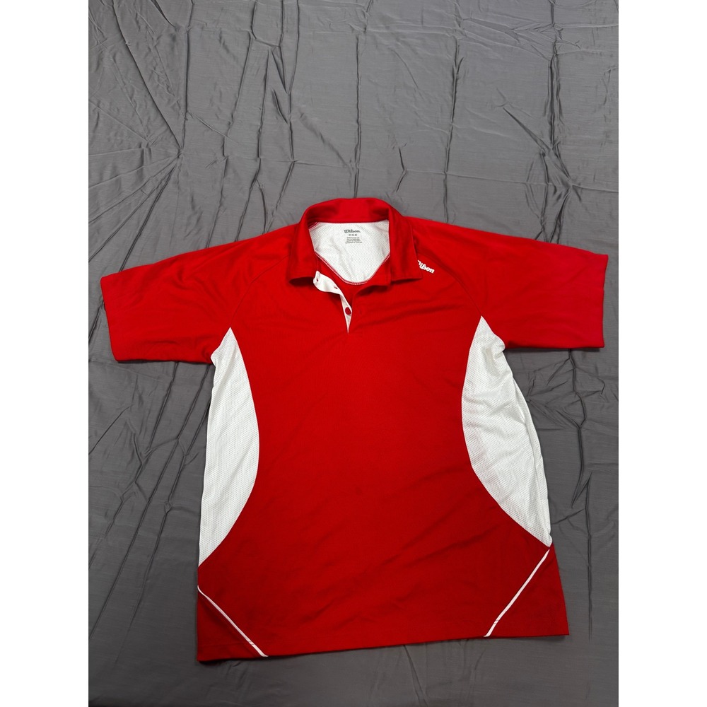 Wilson Mens Red Mesh Polo Shirt Vintage Tennis Golf Athletic Size Medium